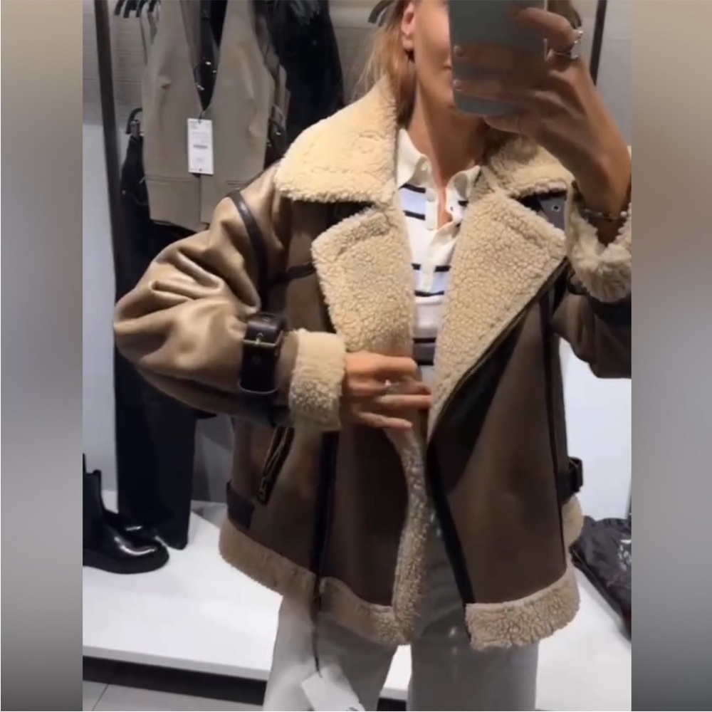 ZARA DOUBLE-FACED BIKER JACKET - Picture 2 of 12
